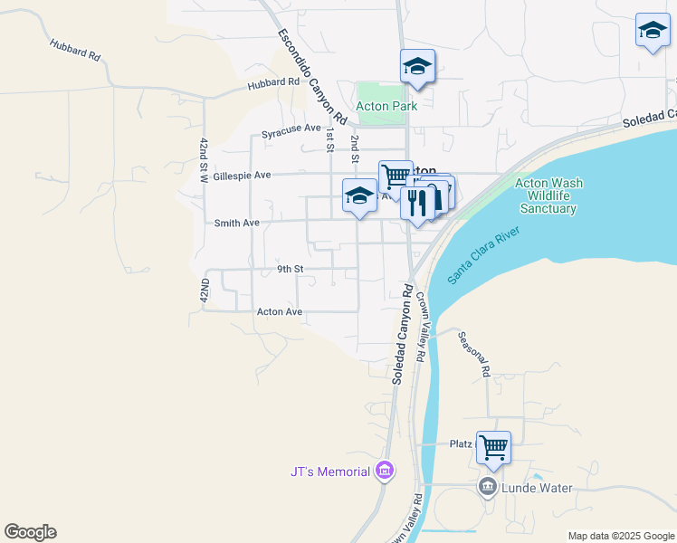 map of restaurants, bars, coffee shops, grocery stores, and more near 31750 1st Street in Acton