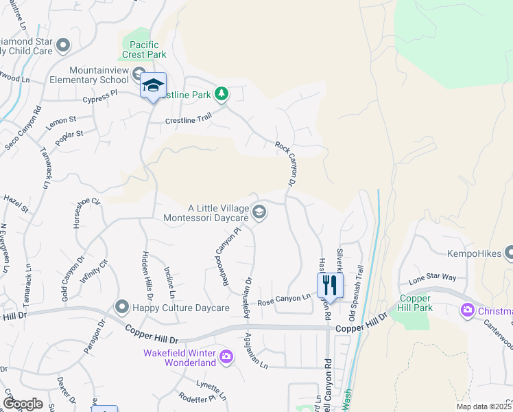 map of restaurants, bars, coffee shops, grocery stores, and more near 21756 Redwood Canyon Place in Santa Clarita
