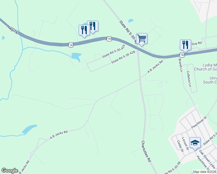 map of restaurants, bars, coffee shops, grocery stores, and more near 570 A B Jacks Road in Clinton