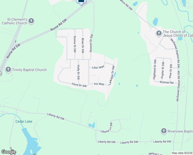 map of restaurants, bars, coffee shops, grocery stores, and more near 106 Magnolia Way in Calhoun