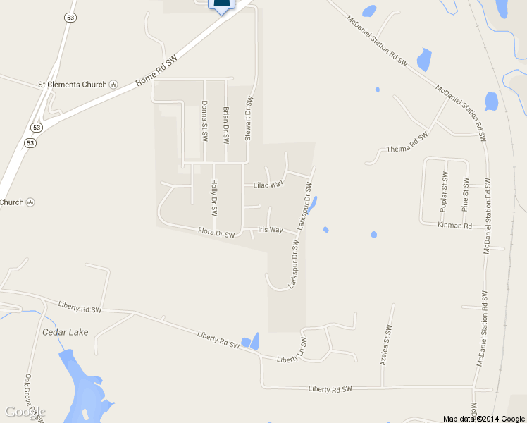 map of restaurants, bars, coffee shops, grocery stores, and more near 106 Magnolia Way in Calhoun