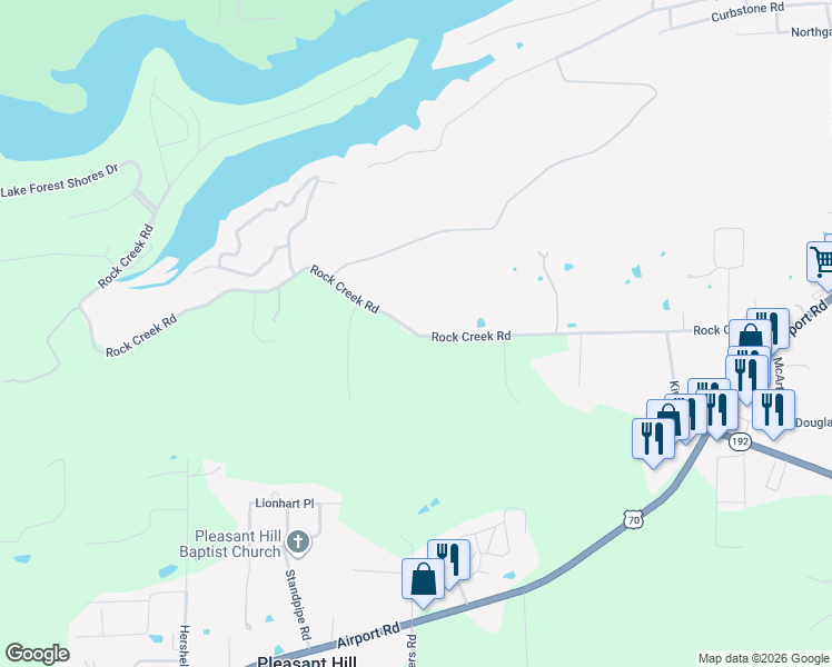 map of restaurants, bars, coffee shops, grocery stores, and more near 592 Rock Creek Road in Garland County