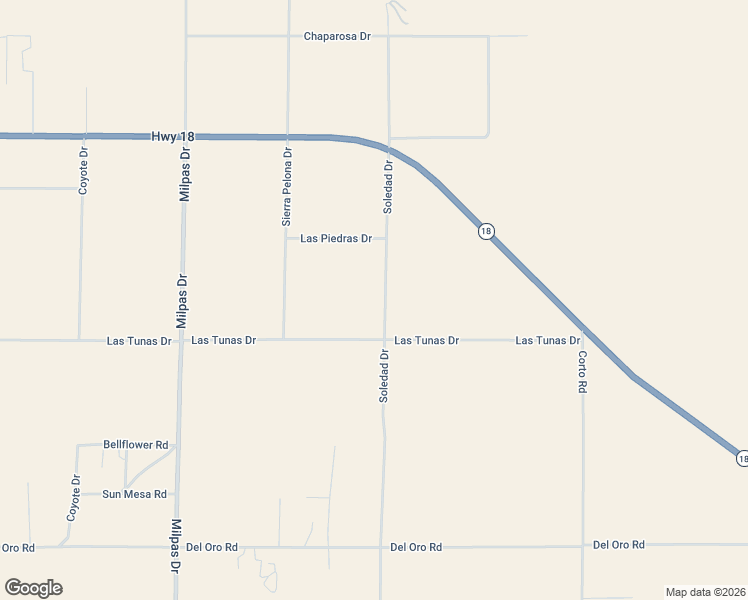 map of restaurants, bars, coffee shops, grocery stores, and more near Soledad Drive in Apple Valley