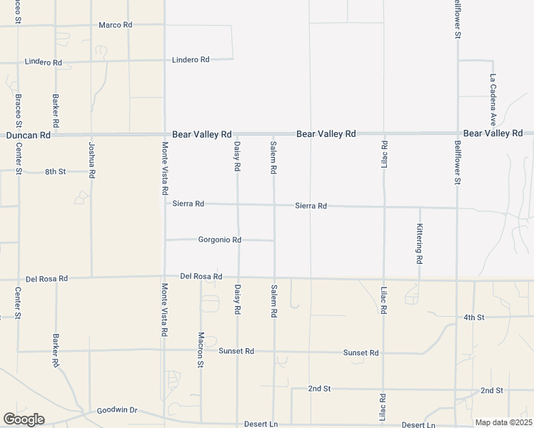 map of restaurants, bars, coffee shops, grocery stores, and more near 11876 Salem Road in Victorville