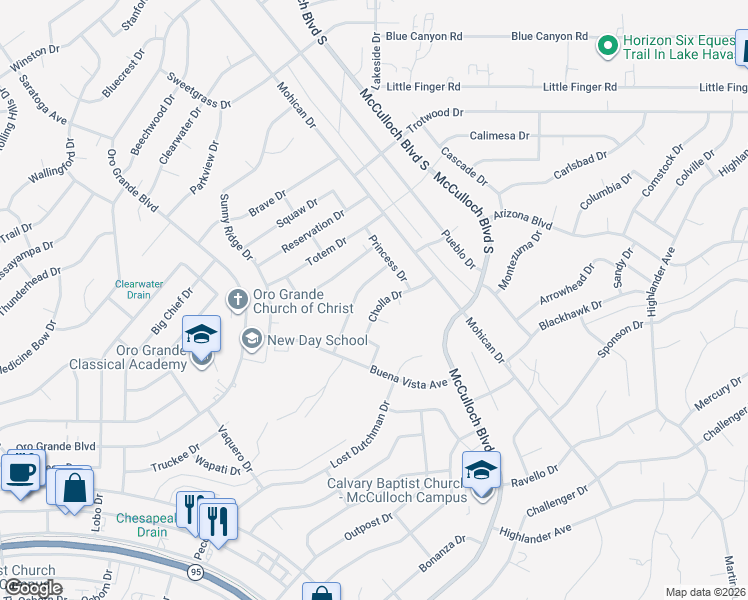 map of restaurants, bars, coffee shops, grocery stores, and more near 3788 Chiricahua Drive in Lake Havasu City