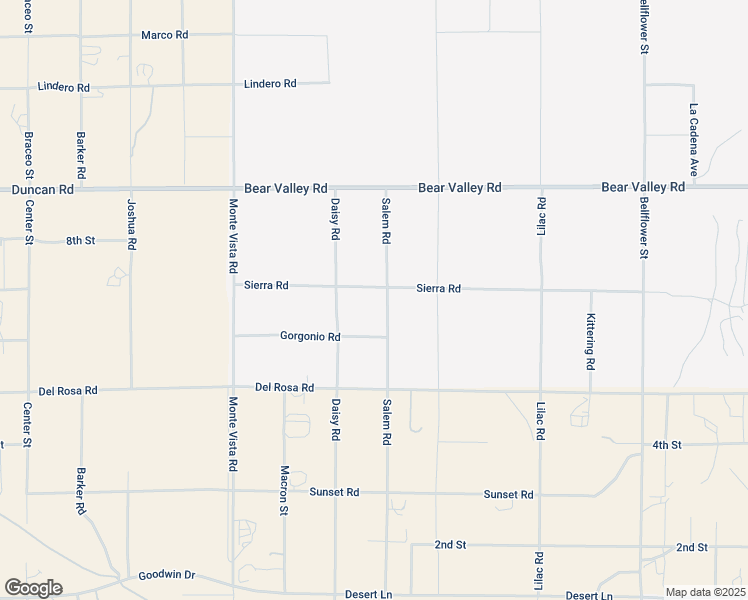 map of restaurants, bars, coffee shops, grocery stores, and more near 10720 Sierra Road in Victorville