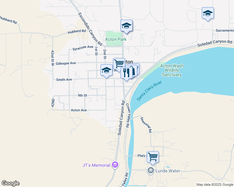 map of restaurants, bars, coffee shops, grocery stores, and more near 31800 3rd Street in Acton