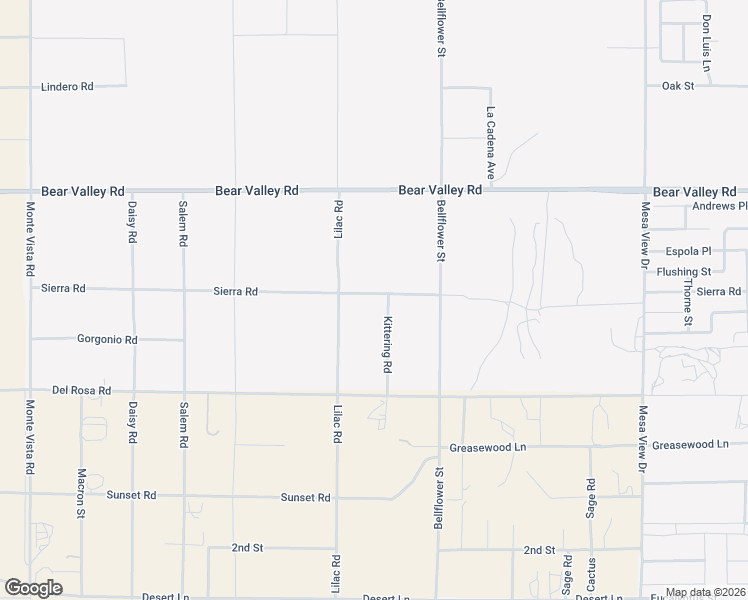 map of restaurants, bars, coffee shops, grocery stores, and more near 11175 Sierra Road in Phelan