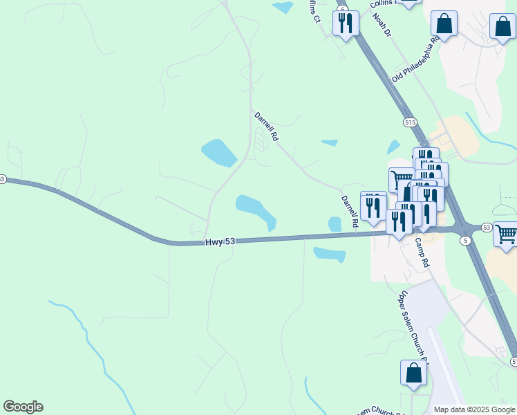 map of restaurants, bars, coffee shops, grocery stores, and more near 2264 Highway 53 in Jasper