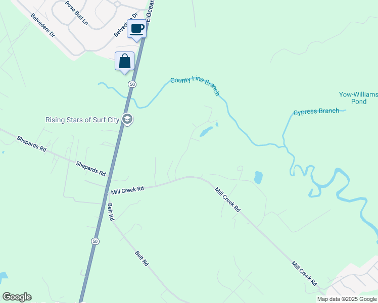 map of restaurants, bars, coffee shops, grocery stores, and more near 124 Poplar Branch Way in Hampstead