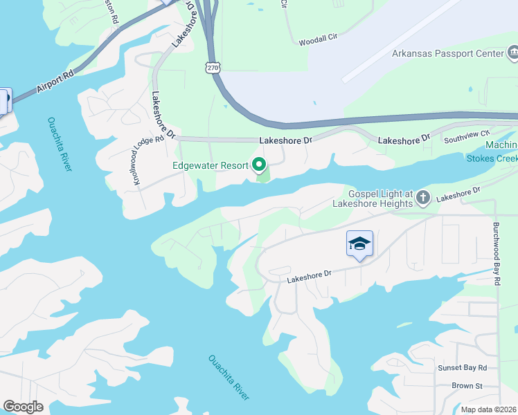 map of restaurants, bars, coffee shops, grocery stores, and more near 250 Chappel Hill Road in Hot Springs