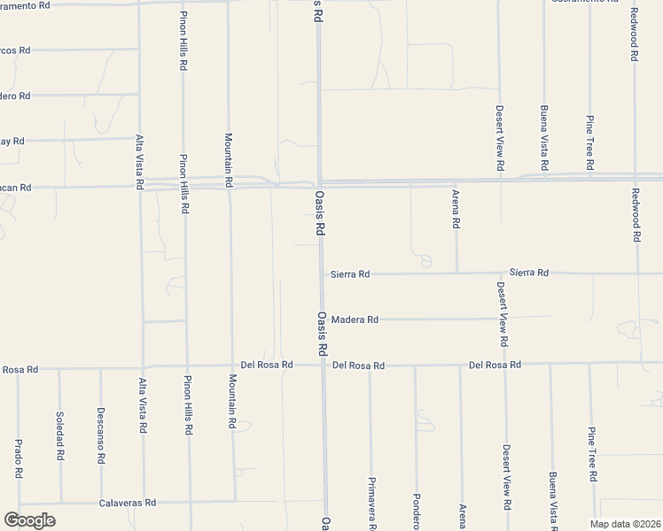 map of restaurants, bars, coffee shops, grocery stores, and more near 11927 Oasis Road in Pinon Hills