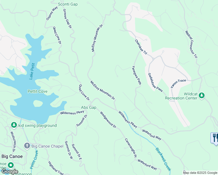 map of restaurants, bars, coffee shops, grocery stores, and more near 196 McElroy Mountain Drive in Jasper