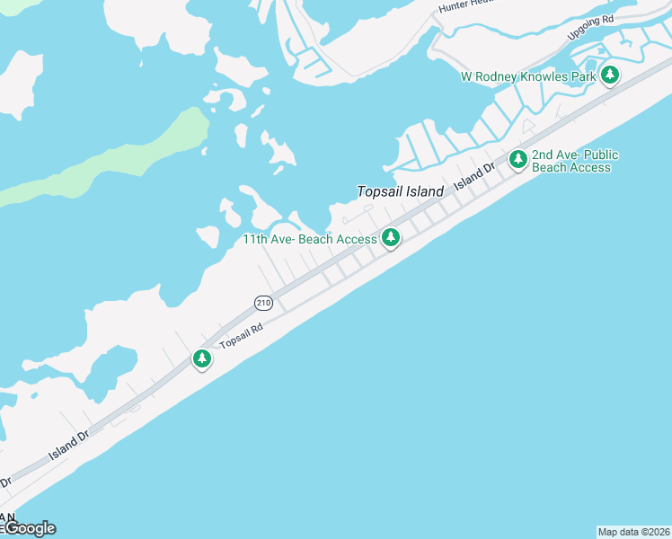 map of restaurants, bars, coffee shops, grocery stores, and more near 6404 14th Avenue in North Topsail Beach