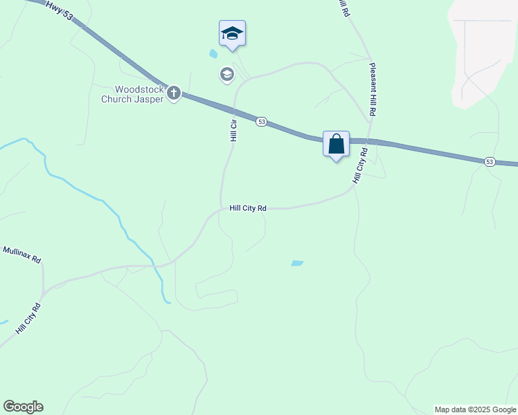 map of restaurants, bars, coffee shops, grocery stores, and more near 232-598 Hill City Road in Jasper