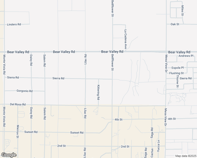 map of restaurants, bars, coffee shops, grocery stores, and more near Kittering Road in Victorville