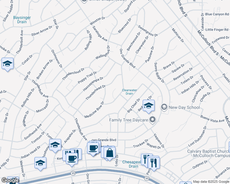 map of restaurants, bars, coffee shops, grocery stores, and more near 1070 Paiute Place in Lake Havasu City
