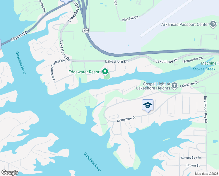 map of restaurants, bars, coffee shops, grocery stores, and more near 250 Chappel Hill Road in Hot Springs