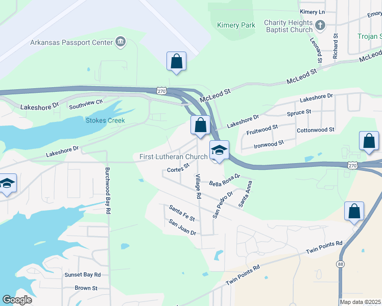map of restaurants, bars, coffee shops, grocery stores, and more near 112 Bolivar Street in Hot Springs
