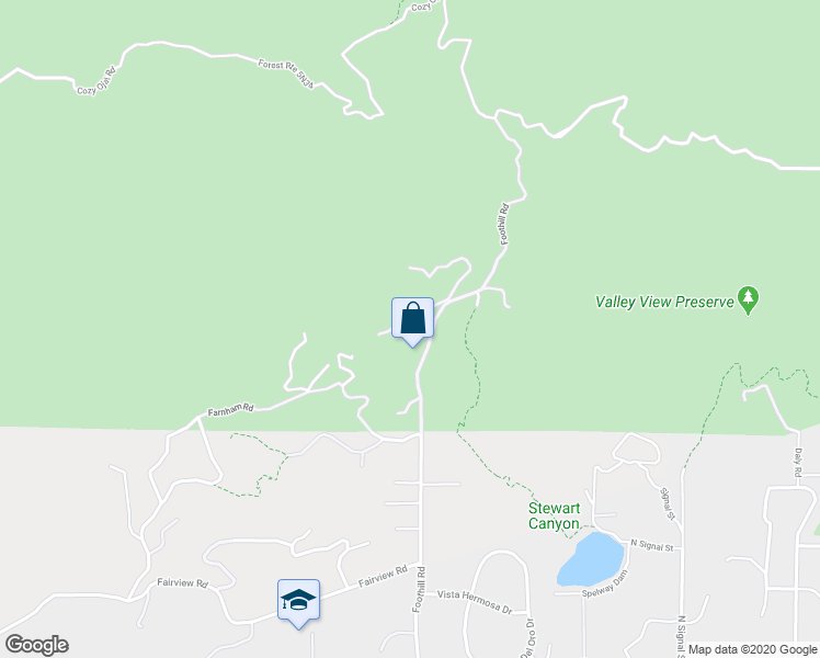 map of restaurants, bars, coffee shops, grocery stores, and more near 1495 Foothill Road in Ojai