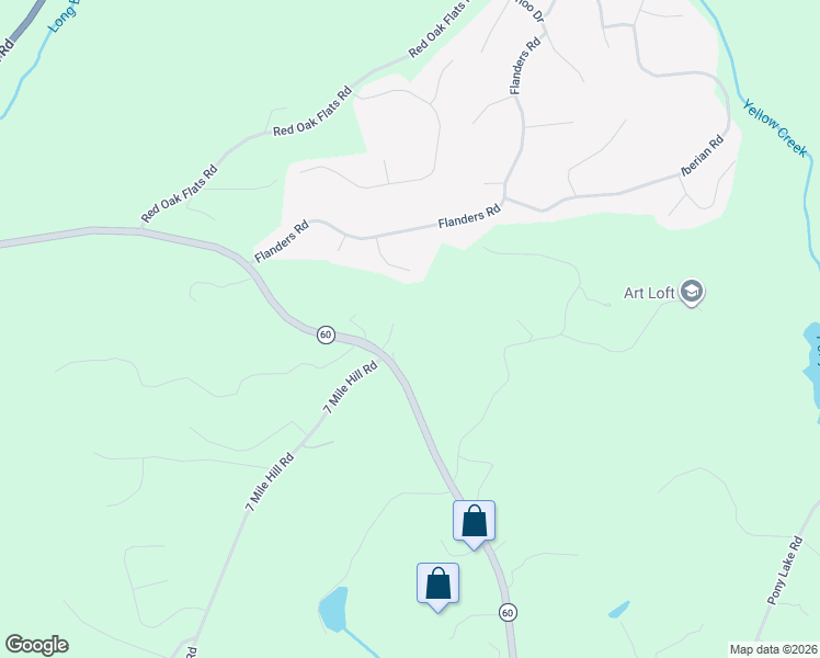 map of restaurants, bars, coffee shops, grocery stores, and more near 76 Cornell Drive in Dahlonega