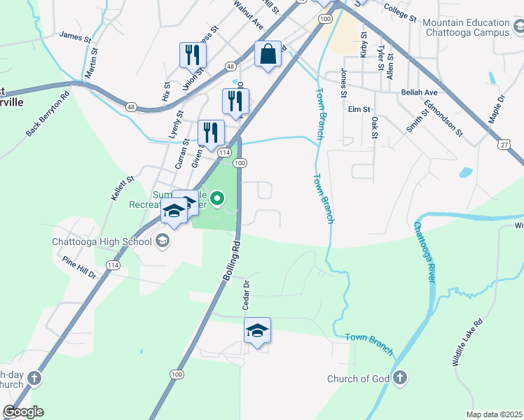 map of restaurants, bars, coffee shops, grocery stores, and more near 50 Saratoga Way in Summerville
