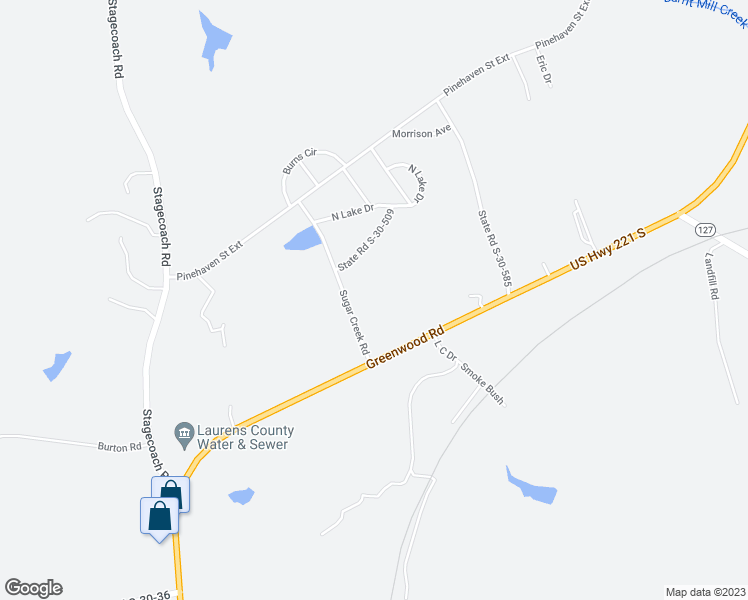 map of restaurants, bars, coffee shops, grocery stores, and more near 3280 U.S. 221 in Laurens