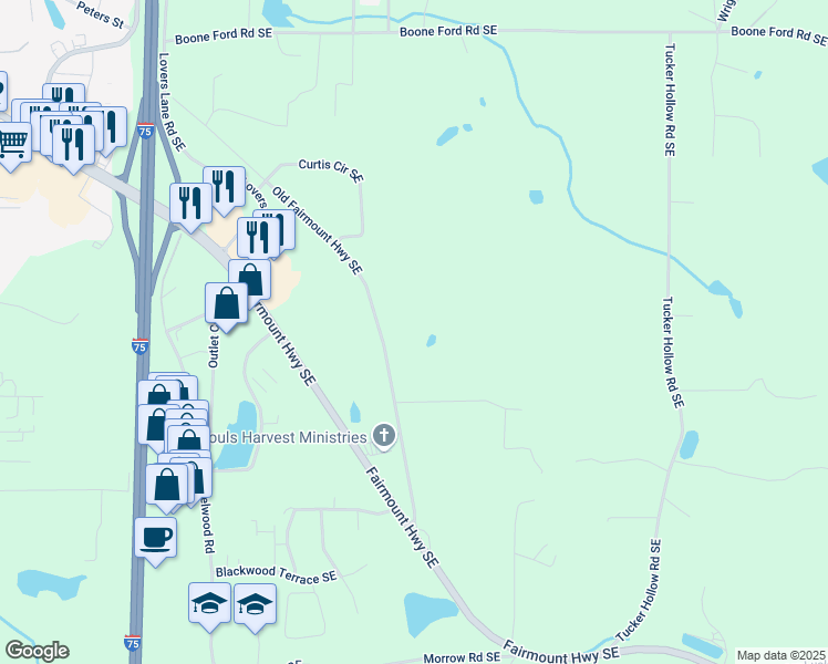 map of restaurants, bars, coffee shops, grocery stores, and more near 514 Old Fairmount Highway Southeast in Calhoun