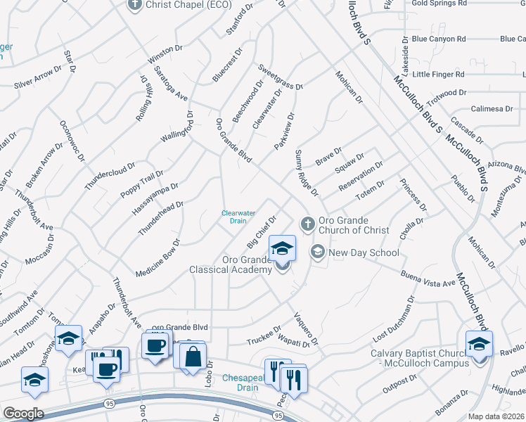 map of restaurants, bars, coffee shops, grocery stores, and more near 3545 Mockingbird Drive in Lake Havasu City