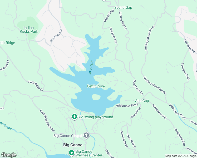map of restaurants, bars, coffee shops, grocery stores, and more near Indigo Bunting Trail in Pickens County