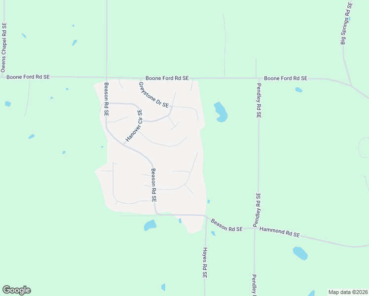 map of restaurants, bars, coffee shops, grocery stores, and more near Woodford Way Southeast in Gordon County