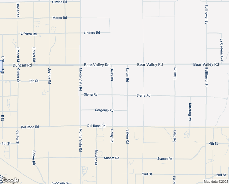 map of restaurants, bars, coffee shops, grocery stores, and more near 10720 Sierra Road in Victorville