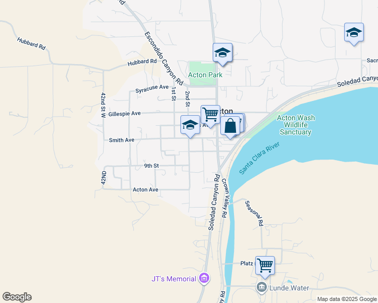 map of restaurants, bars, coffee shops, grocery stores, and more near 2nd Street in Acton