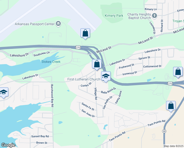 map of restaurants, bars, coffee shops, grocery stores, and more near 112 Bolivar Street in Hot Springs