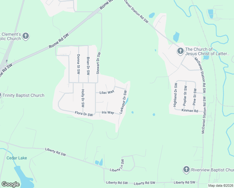 map of restaurants, bars, coffee shops, grocery stores, and more near 161 Lilac Way in Calhoun