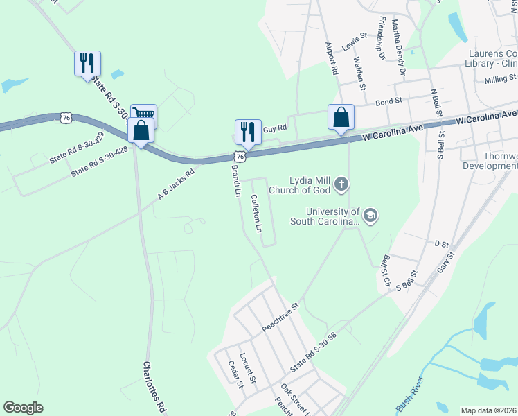 map of restaurants, bars, coffee shops, grocery stores, and more near 312 Dillon Drive in Clinton