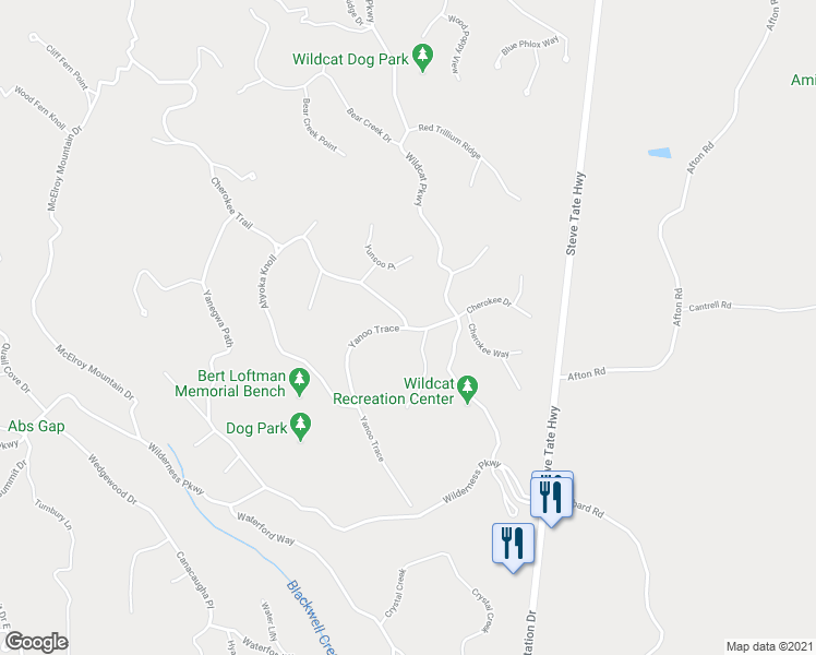 map of restaurants, bars, coffee shops, grocery stores, and more near 2311 Yanoo Trace in Marble Hill