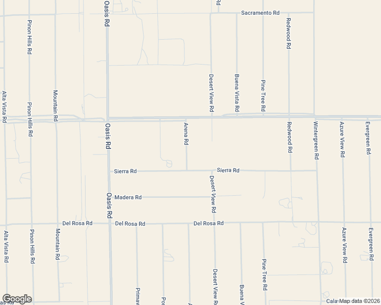 map of restaurants, bars, coffee shops, grocery stores, and more near 11961 Arena Road in Pinon Hills