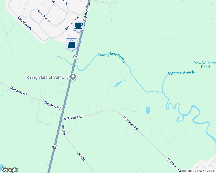 map of restaurants, bars, coffee shops, grocery stores, and more near 133 Poplar Branch Way in Hampstead