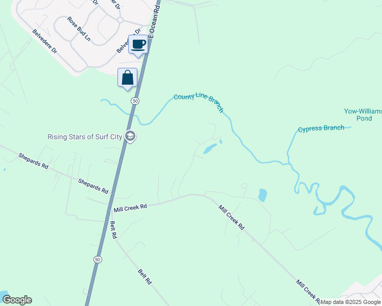 map of restaurants, bars, coffee shops, grocery stores, and more near 133 Poplar Branch Way in Hampstead