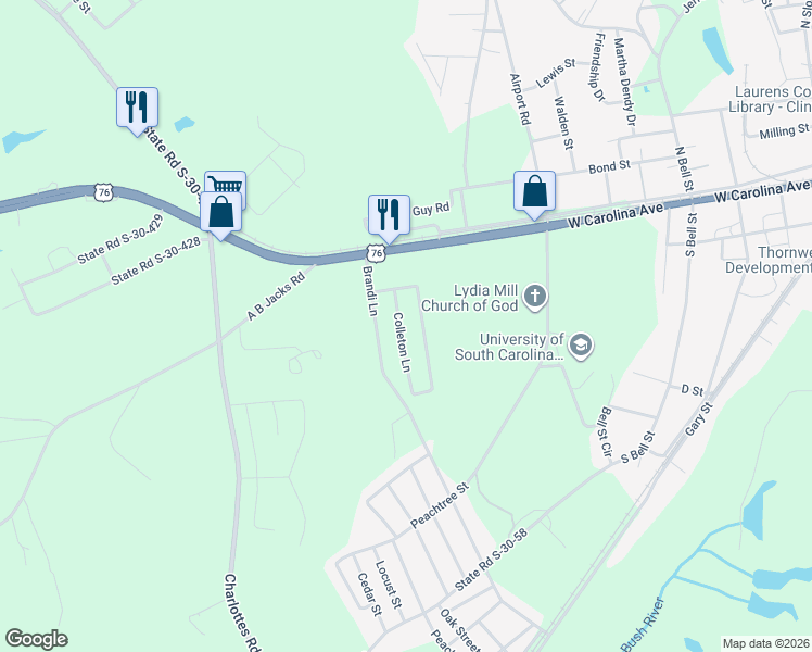 map of restaurants, bars, coffee shops, grocery stores, and more near 312 Dillon Drive in Clinton