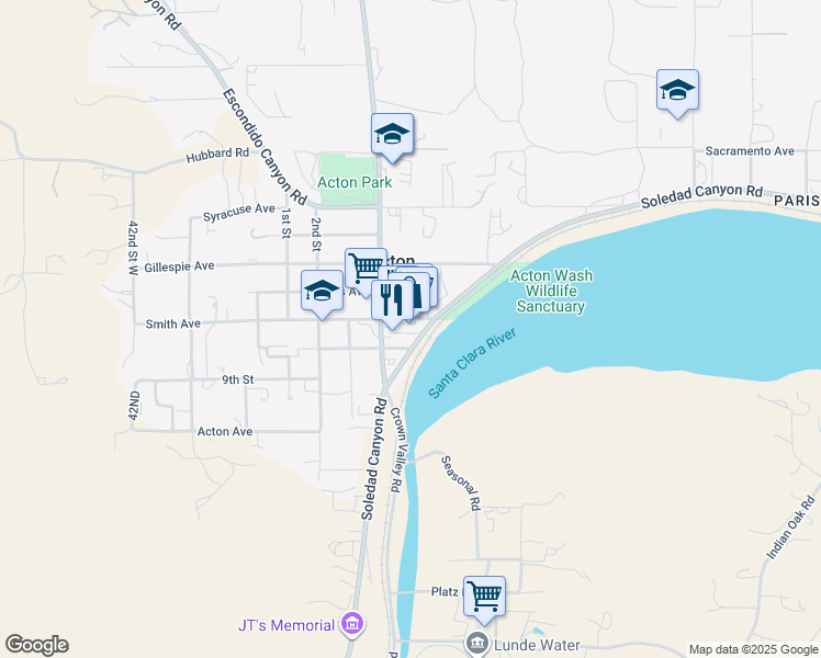 map of restaurants, bars, coffee shops, grocery stores, and more near 3632 Smith Avenue in Acton