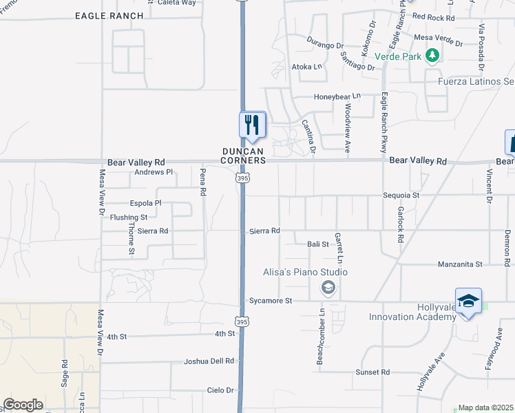 map of restaurants, bars, coffee shops, grocery stores, and more near 0 U.S. 395 in Victorville