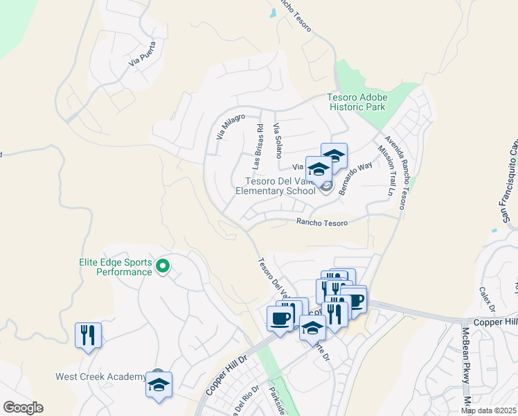 map of restaurants, bars, coffee shops, grocery stores, and more near 24138 Tango Drive in Santa Clarita