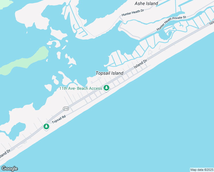 map of restaurants, bars, coffee shops, grocery stores, and more near 7302 10th Avenue in North Topsail Beach