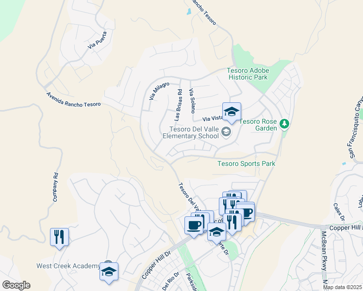 map of restaurants, bars, coffee shops, grocery stores, and more near 24142 Tango Drive in Santa Clarita