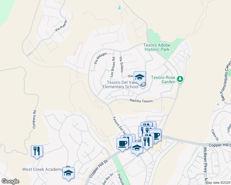 map of restaurants, bars, coffee shops, grocery stores, and more near 24138 Tango Drive in Santa Clarita