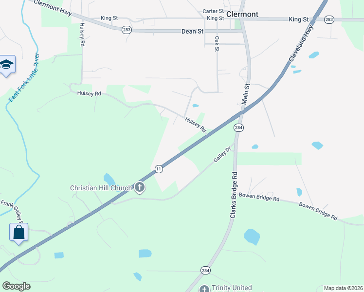 map of restaurants, bars, coffee shops, grocery stores, and more near 5923 Cleveland Highway in Clermont