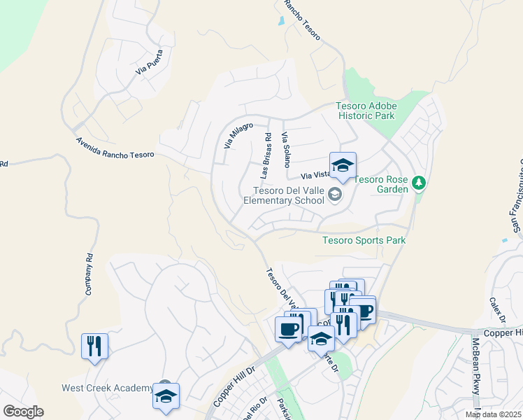 map of restaurants, bars, coffee shops, grocery stores, and more near 24153 Tango Drive in Santa Clarita