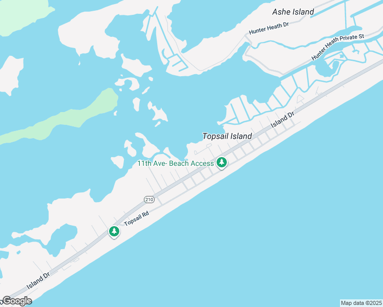 map of restaurants, bars, coffee shops, grocery stores, and more near 43 Bermuda Landing Place in North Topsail Beach